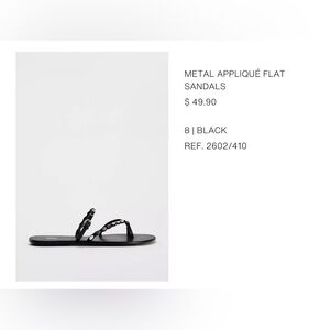 Zara Black Metal Appliqué Flat Sandals